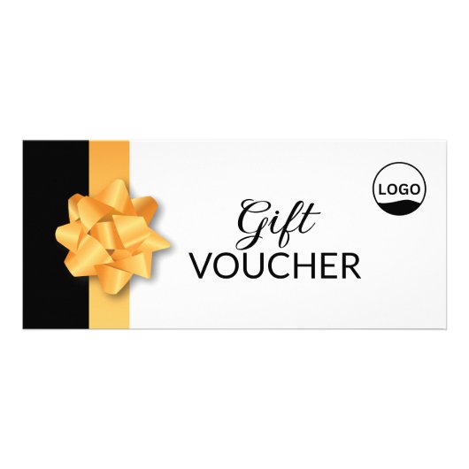 Elegante cadeaubon met logo en gouden lint reclamekaart (Voorkant)