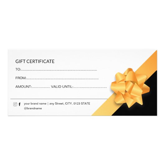 Elegante cadeaubon met logo en gouden lint reclamekaart (Achterkant)