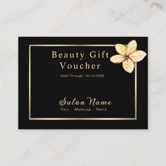 Elegante cadeaubon voor schoonheidssalon Zwart Gou Kortingskaartje