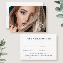 Elegante cadeaubon Zakelijk Logo Fotokaart