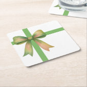 Elegante cadeaubow – modern kerstontwerp kartonnen onderzetters (Schuin)