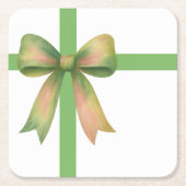 Elegante cadeaubow – modern kerstontwerp kartonnen onderzetters (Voorkant)