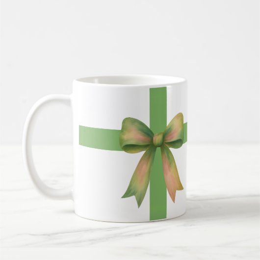 Elegante cadeaubow – modern kerstontwerp koffiemok (Links)