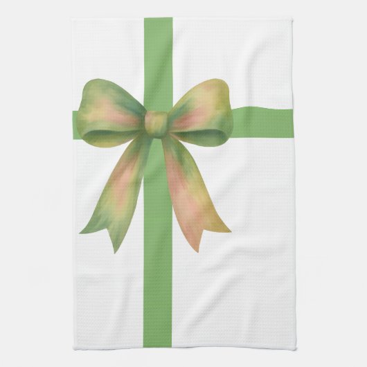 Elegante cadeaubow – modern kerstontwerp theedoek (Verticaal)