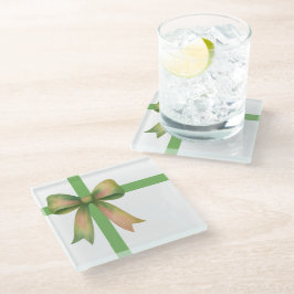 Elegante cadeaubow – moderne kerstontwerp glazen onderzetter