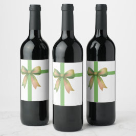 Elegante cadeaubow – moderne kerstontwerp wijn etiket