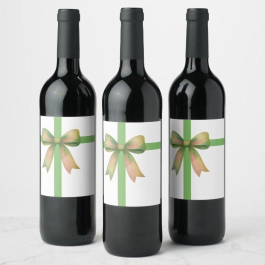 Elegante cadeaubow – moderne kerstontwerp wijn etiket (Flessen)