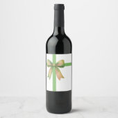 Elegante cadeaubow – moderne kerstontwerp wijn etiket (Voorkant)