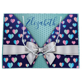 Elegante cadeautas met strik en hartspikkels