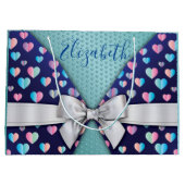 Elegante cadeautas met strik en hartspikkels (Achterkant)