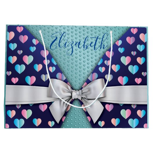 Elegante cadeautas met strik en hartspikkels (Achterkant)