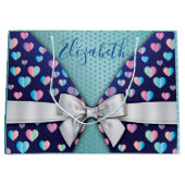 Elegante cadeautas met strik en hartstippen (Voorkant)