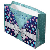 Elegante cadeautas met strik en hartstippen (Achterkant Gekanteld)