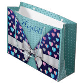 Elegante cadeautas met strik en hartstippen (Voorkant Gekanteld)