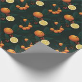 Elegante cadeauverpakking met citrus, bessen & bot cadeaupapier (Hoek)