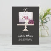 elegante cake 50e verjaardagsfeest uitnodiging (Staand voorkant)