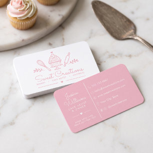 Elegante Cake Artist & Catering Moderne Roze Bakke Visitekaartje