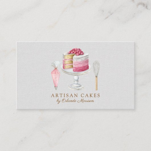 Elegante Cake Bakery Waterverf Cake Visitekaartje (Voorkant)