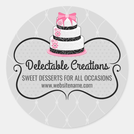 Elegante Cake Bakkerij Box Seals Ronde Sticker (Voorkant)