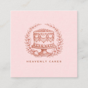 Elegante Cake Bakkerij Logo Roze Roze Vierkante Visitekaartje
