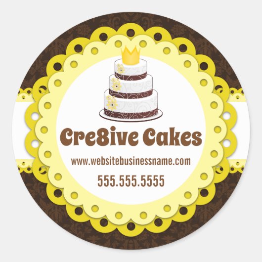 Elegante Cake Bakkerij Verpakking Afdichtingen Ronde Sticker (Voorkant)