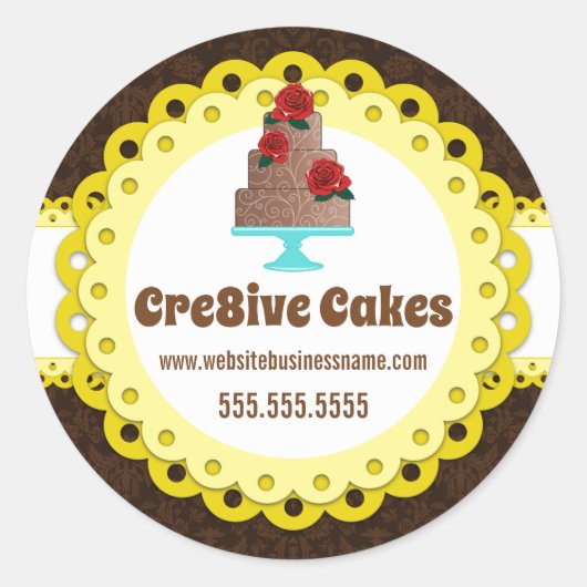 Elegante Cake Bakkerij Verpakking Afdichtingen Ronde Sticker (Voorkant)