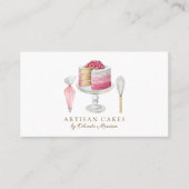 Elegante Cake Bakkerij Waterverf Cake Visitekaartje (Voorkant)