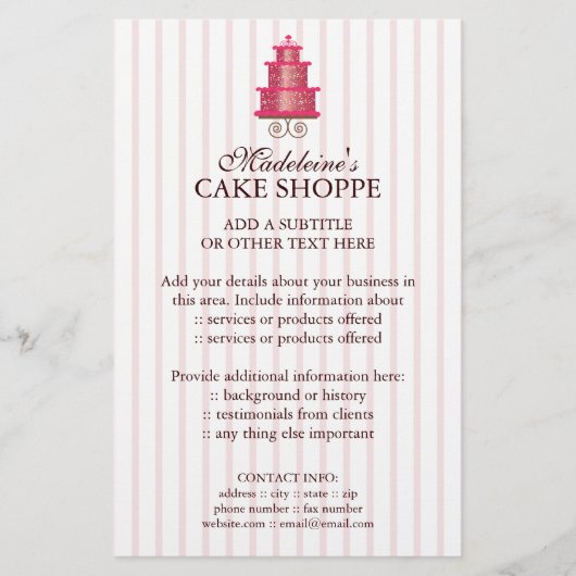 Elegante Cake Custom Bakery Zakelijke Flyer (Voorkant)