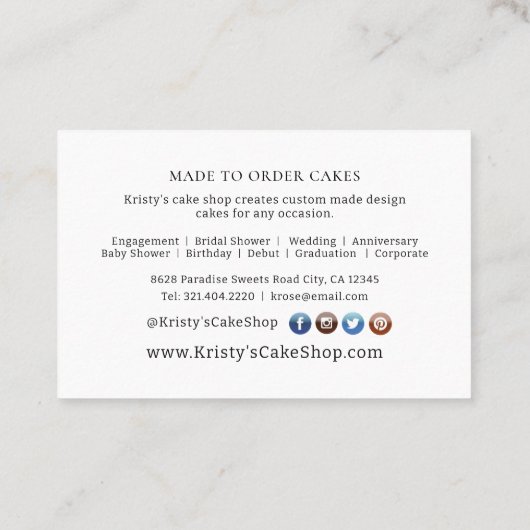 Elegante Cake Mixer Gele Roze Orchideeën Bakkerij Visitekaartje (Achterkant)