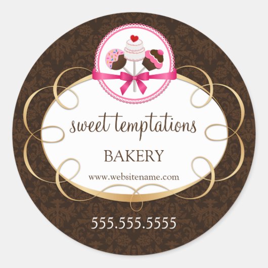 Elegante Cake Pop Bakkerij Verpakking Ronde Sticker (Voorkant)