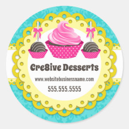 Elegante Cake Poppen Cupcake Bakkerij Verpakking A Ronde Sticker
