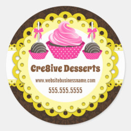 Elegante Cake Poppen Cupcake Bakkerij Verpakking A Ronde Sticker