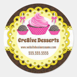 Elegante Cake Poppen Cupcake Bakkerij Verpakking A Ronde Sticker