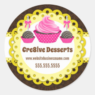 Elegante Cake Poppen Cupcake Bakkerij Verpakking A Ronde Sticker