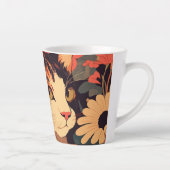 Elegante Calico Cat in bloementuin Latte Mok (Rechts)