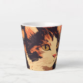 Elegante Calico Cat in bloementuin Latte Mok (Voorkant)