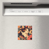 Elegante Calico Cat in bloementuin Magneet (Insitu (Vaatwasser))