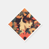 Elegante Calico Cat in bloementuin Servet (Hoek)