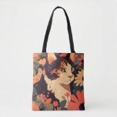 Elegante Calico Cat in bloementuin Tote Bag (Voorkant)
