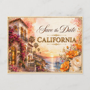 Elegante California Save the Date Trouw Uitnodigin Briefkaart