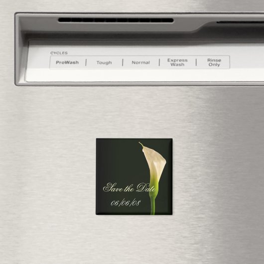 Elegante calla lelie bewaar de datum magneet (Insitu (Vaatwasser))