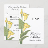 Elegante Calla-lelie Gele RSVP Kaarten (Voorkant / Achterkant)