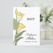 Elegante Calla-lelie Gele RSVP Kaarten (Staand voorkant)