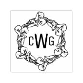 Elegante Calla-leliekrans 3 Initiaal Monogram #1 Zelfinktende Stempel (Design)
