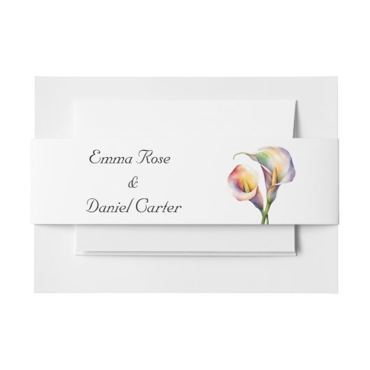 Elegante Calla lelies in waterverf Romantisch bloe Uitnodigingen Wikkel (Voorkant Voorbeeld)