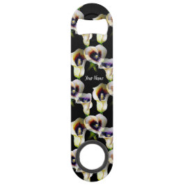 Elegante Calla Lelies op Deep Black Waterverf Patt Speed Flessenopener
