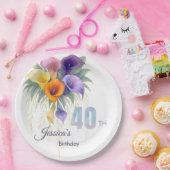 Elegante Calla Lily 40ste verjaardag mijlpaal Papieren Bordje (Feest)