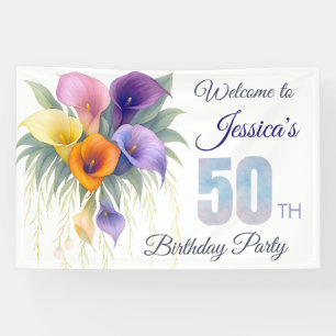 Elegante Calla Lily 50ste verjaardag mijlpaal Spandoek