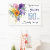 Elegante Calla Lily 50ste verjaardag mijlpaal Spandoek (Insitu)