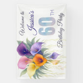 Elegante Calla Lily 60ste verjaardag mijlpaal Spandoek (Verticaal)